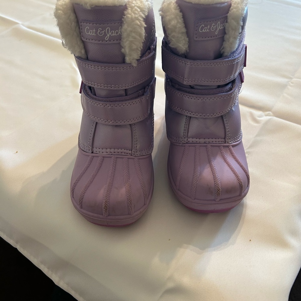 Cat & Jack Purple Rain & Snow Boots with Velcro Straps